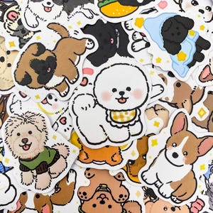 100 Stück süße Hundeaufkleber, verspielte entzückende Welpen-Aufkleber, Karikatur-Tieraufkleber, wasserdichte Aufkleber für Journal, Kindle, Notizbücher