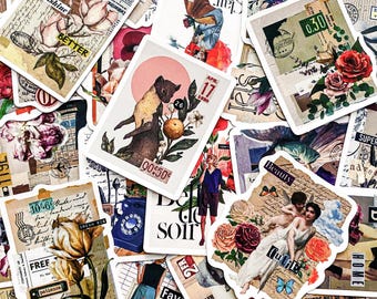 100 adesivi vintage estetici, adesivi collage floreali, adesivi per diario retrò, adesivi artistici, adesivi impermeabili per album di ritagli, bagagli