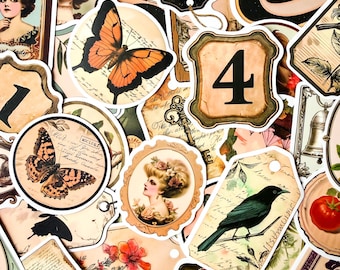 50PCS Antique Botanical Stickers, Ornate Floral Frame Stickers, Elegant Illustration Stickers, Vintage Timeless Stickers for Diary, Kindle