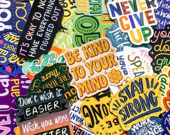 50PCS Motivational Quote Stickers, Colorful Positive Stickers, Bright Uplifting Stickers, Vibrant Aesthetic Sticker for Notebook, Phone Case