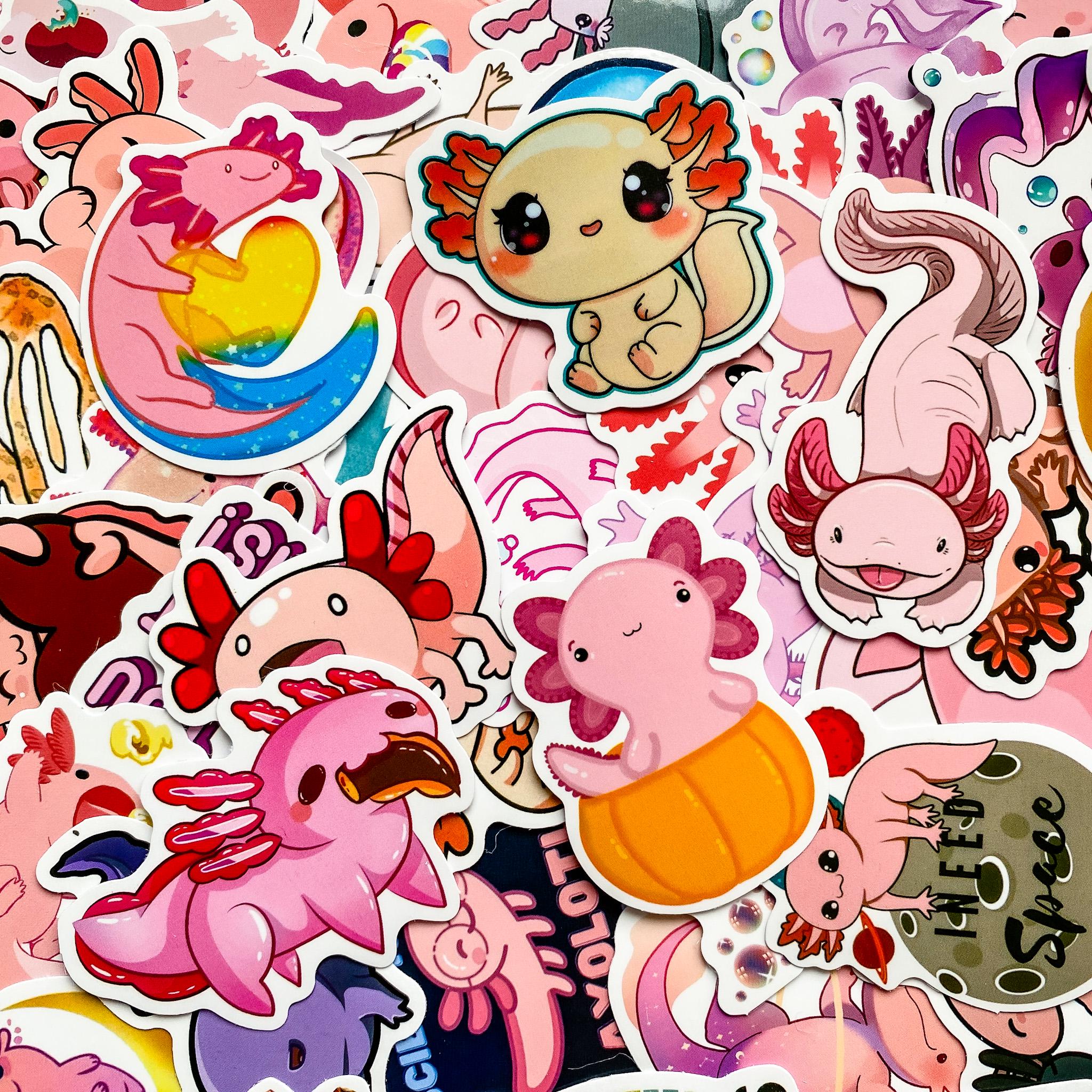 100PCS Cute Axolotl Stickers Pack, Colorful Cartoon Stickers, Charming ...
