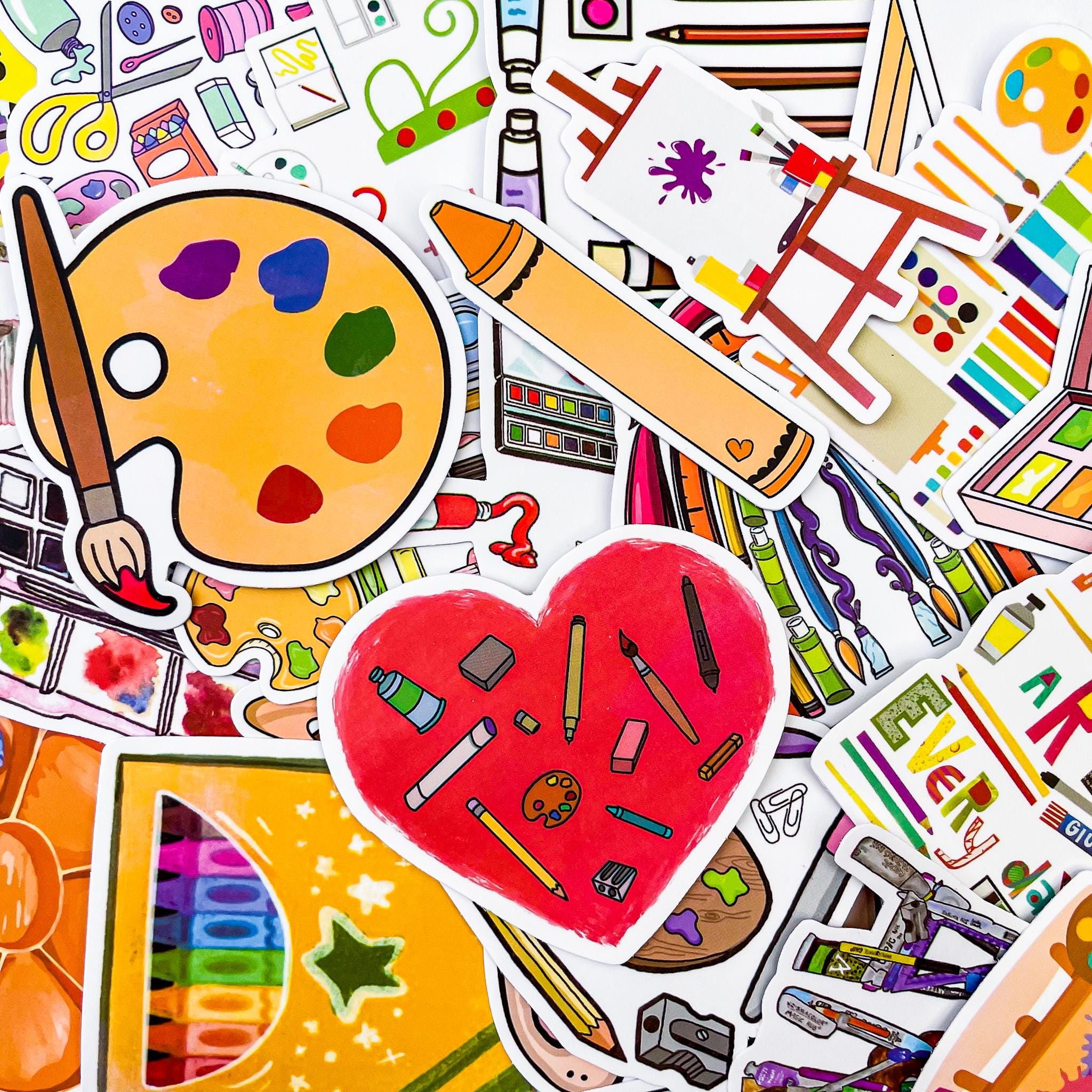 50PCS Painting Stickers Pack, Colorful Paint Stickers, Crayons Stickers ...