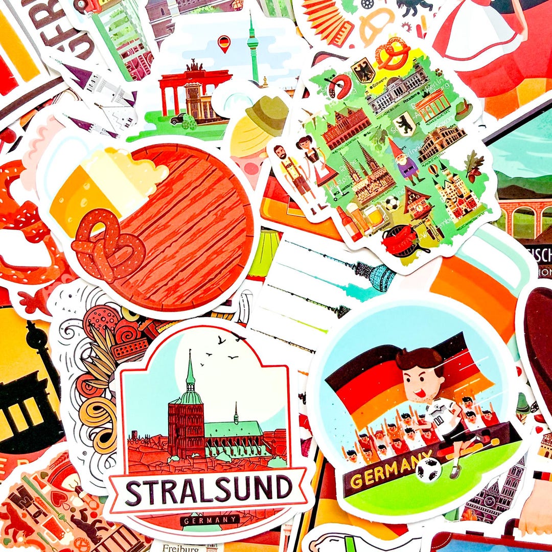 Germany Sticker Design 50PCS Germany Culture Stickers, Bright Landmark Stickers, Traditional ...