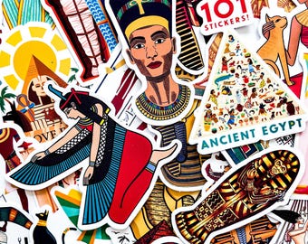 50PCS Ancient Egypt Stickers, Egyptian Gods Stickers, Pharaohs Stickers, Vibrant Stickers for Laptops, Water Bottles, Journals, Scrapbooks