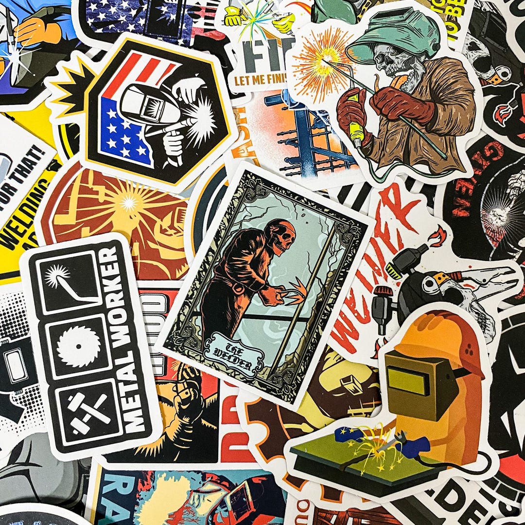 Working Man Sticker 50PCS Tough Welder Work Stickers, Industrial Labor Stickers, Classic ...