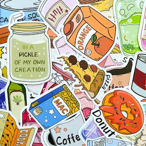 100PCS Colorful Foodie Stickers Pack, Cute Cartoon Snack & Drink Stickers,  kawaii Waterproof Stickers for DIY Crafts, Scrapbook, Stationery