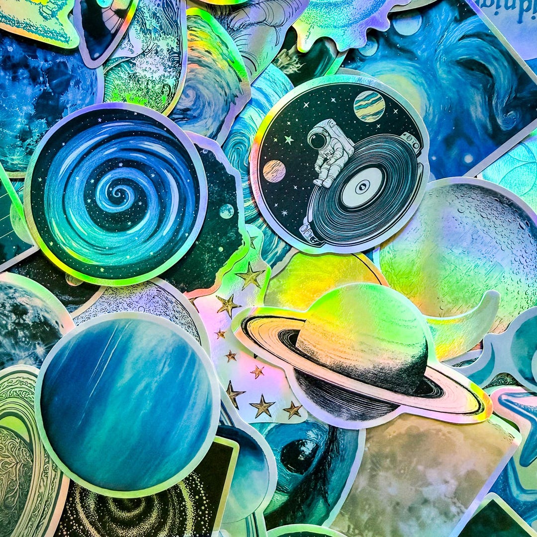 Shell Effect Sticker 50PCS Holographic Ocean Shell Stickers, Iridescent Galaxy Stickers ...