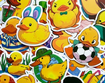 50PCS Kawaii Yellow Duck Sticker Pack, Cartoon Duck Stickers, Waterproof Football Duck Stickers for DIY Crafts, Water Bottle, Scrapbook