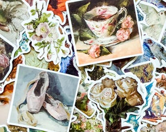 50 STKS romantische museumstickers, tijdloze illustratiestickers, vintage prinses esthetische stickers, heldere sticker voor plakboek, DIY decor