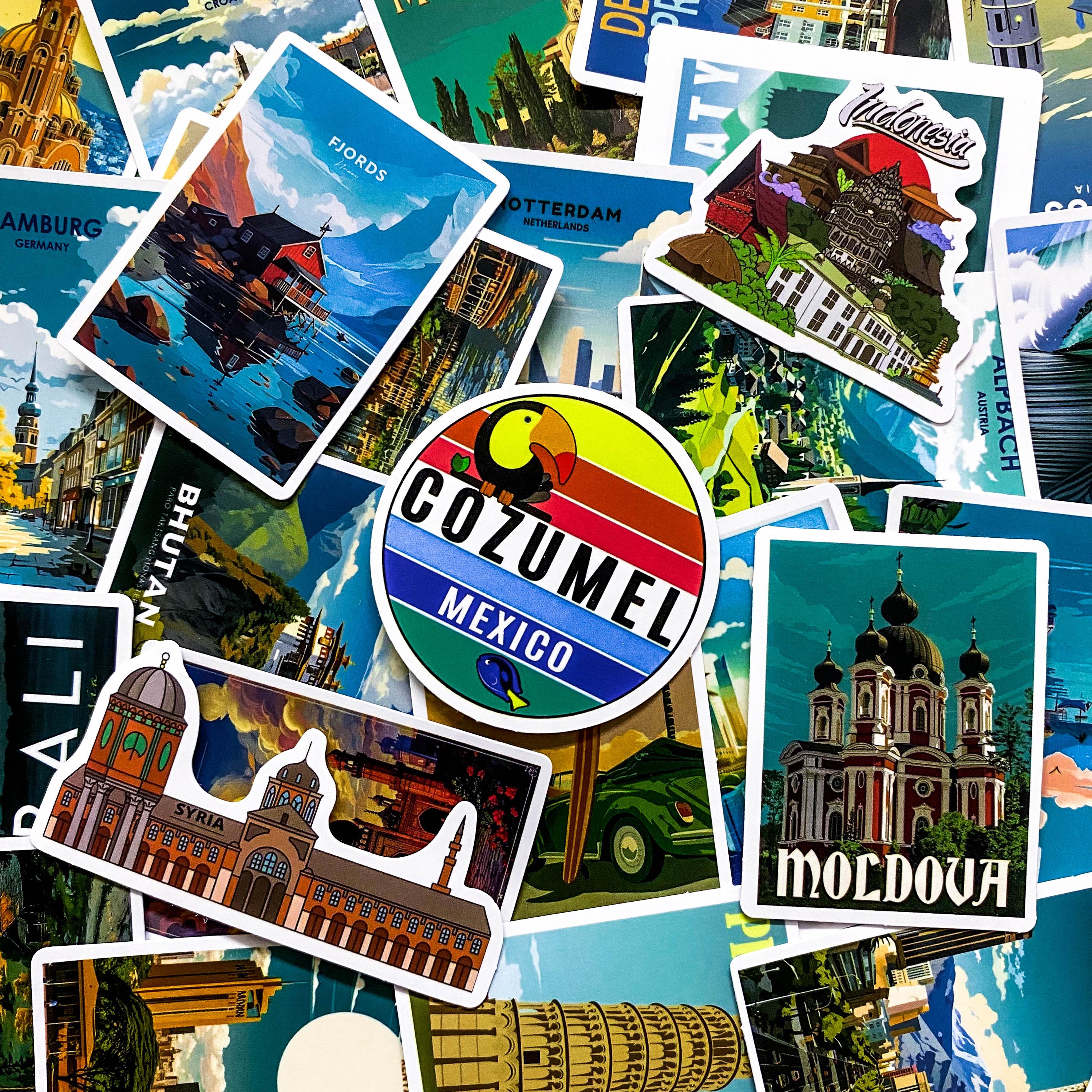50PCS Global City Poster Stickers Pack, Scenic Landmark Stickers ...