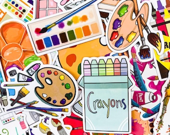 50 STÜCKE Malaufkleber, bunte Farbaufkleber, Buntstiftaufkleber, bunte Kunstaufkleber für DIY-Projekte, Künstler, Scrapbooking