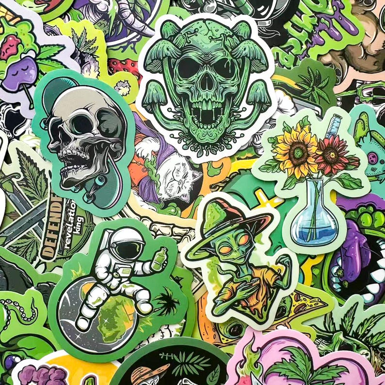 50PCS Creepy Weirdcore Skull Stickers, Freaky Mutant Horror Stickers ...