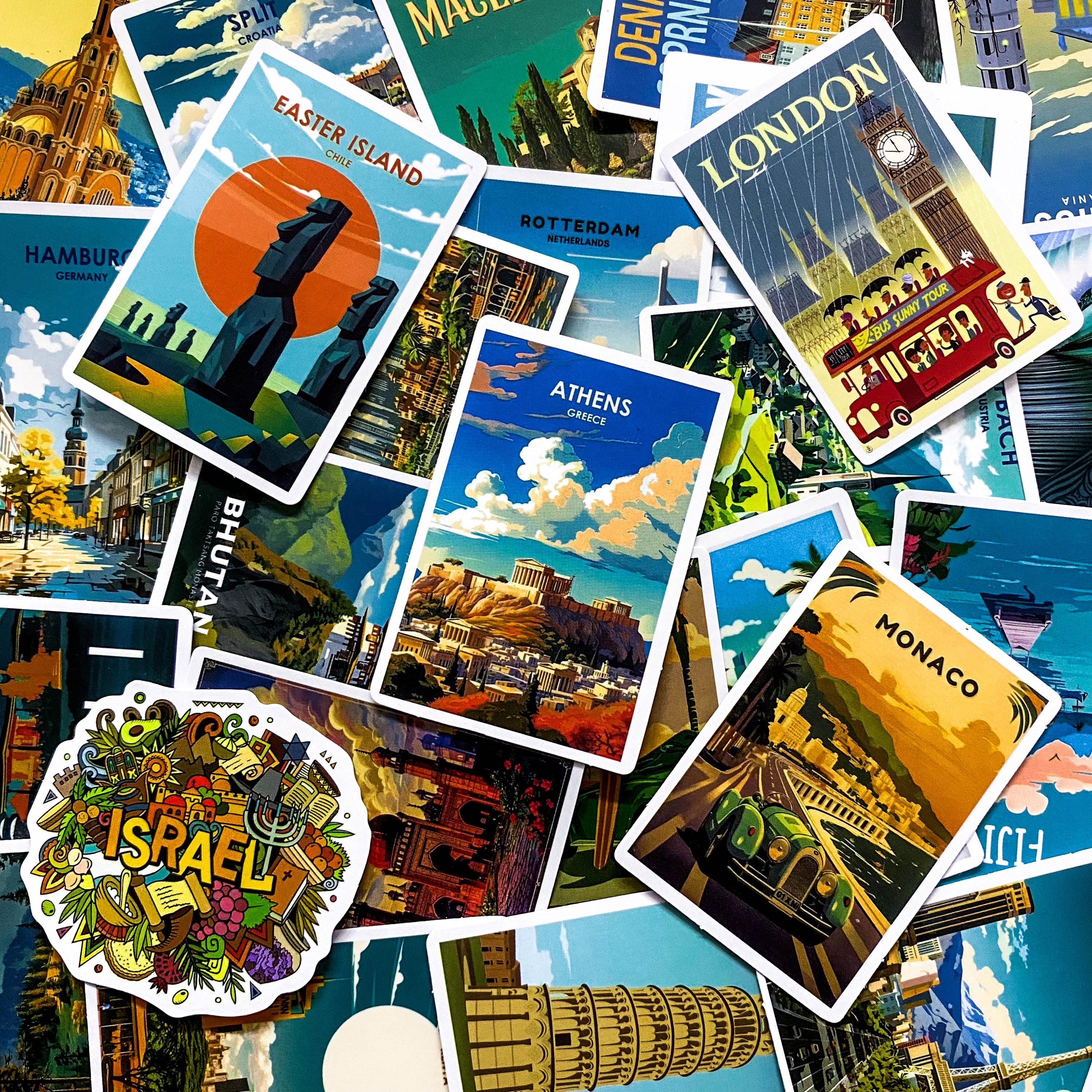 50PCS Global City Poster Stickers Pack, Scenic Landmark Stickers ...