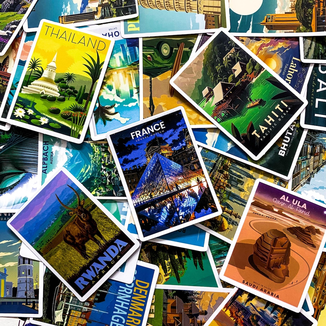 50PCS Global City Poster Stickers Pack, Scenic Landmark Stickers ...