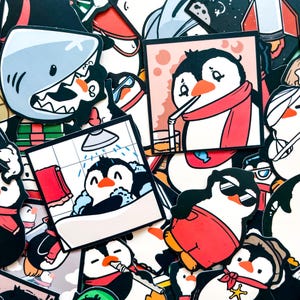 100PCS Cute Penguin Stickers, Playful Stickers, Colorful Penguin Stickers, Kawaii Animal Stickers, Waterproof Stickers for Luggage, Guitar