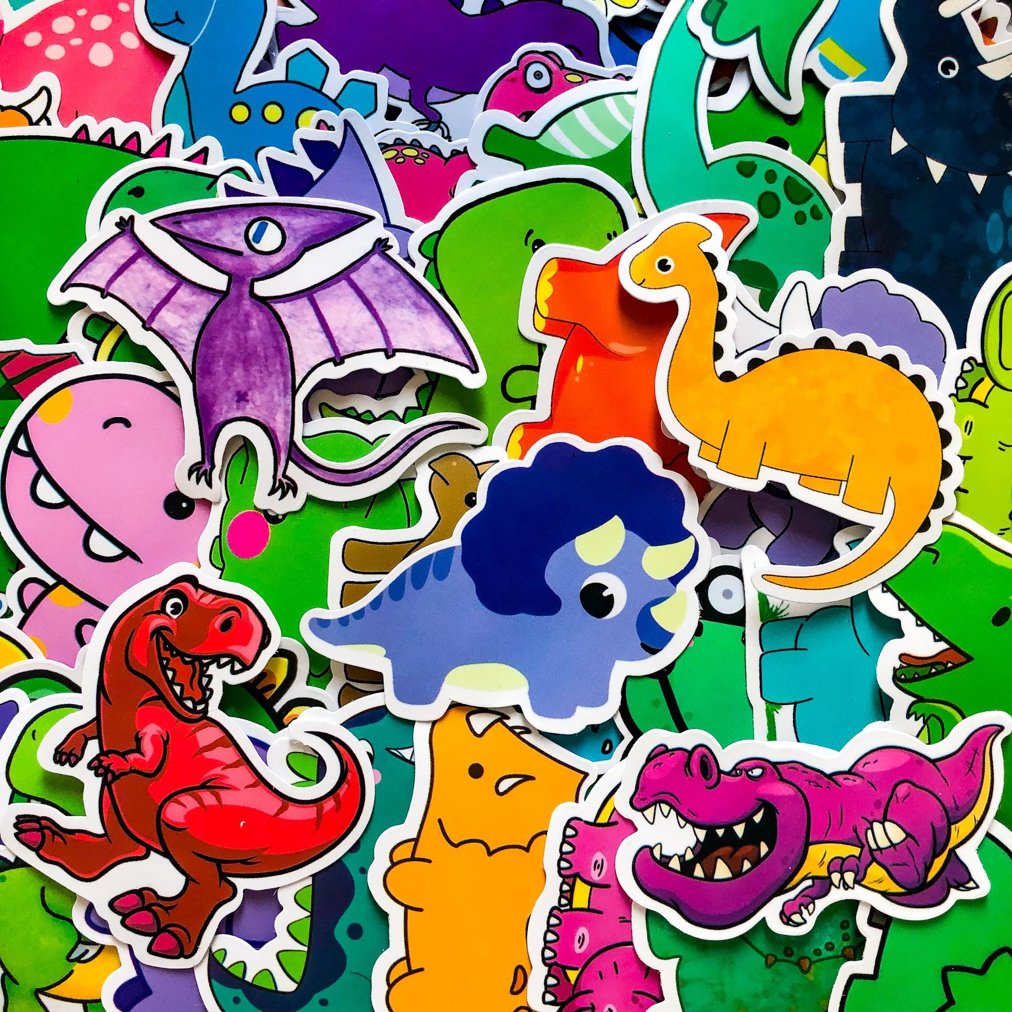 50PCS Dinosaur Stickers, Cute Cartoon Stickers, Colorful Stickers, Fun ...
