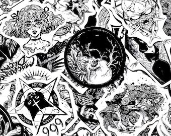 50PCS Gothic Stickers Pack, Skull Witch Stickers, Dark Art Stickers, Waterproof Stickers for Laptops, Water Bottles, Scrapbook, DIY Crafts