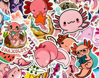 100 STKS schattig Axolotl-stickerspakket, kleurrijke cartoonstickers, charmante roze stickers, waterdichte stickers voor laptops, plakboeken, dagboek