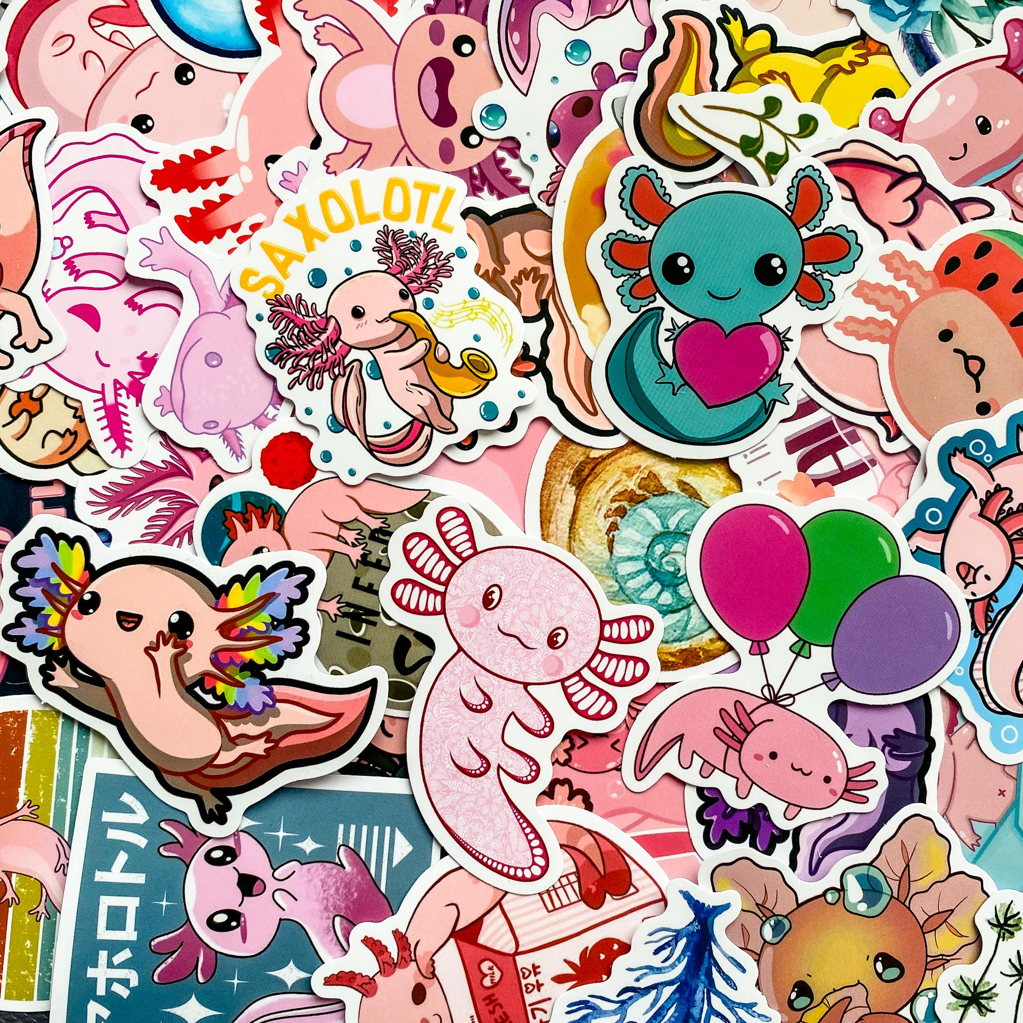 100PCS Cute Axolotl Stickers Pack, Colorful Cartoon Stickers, Charming ...