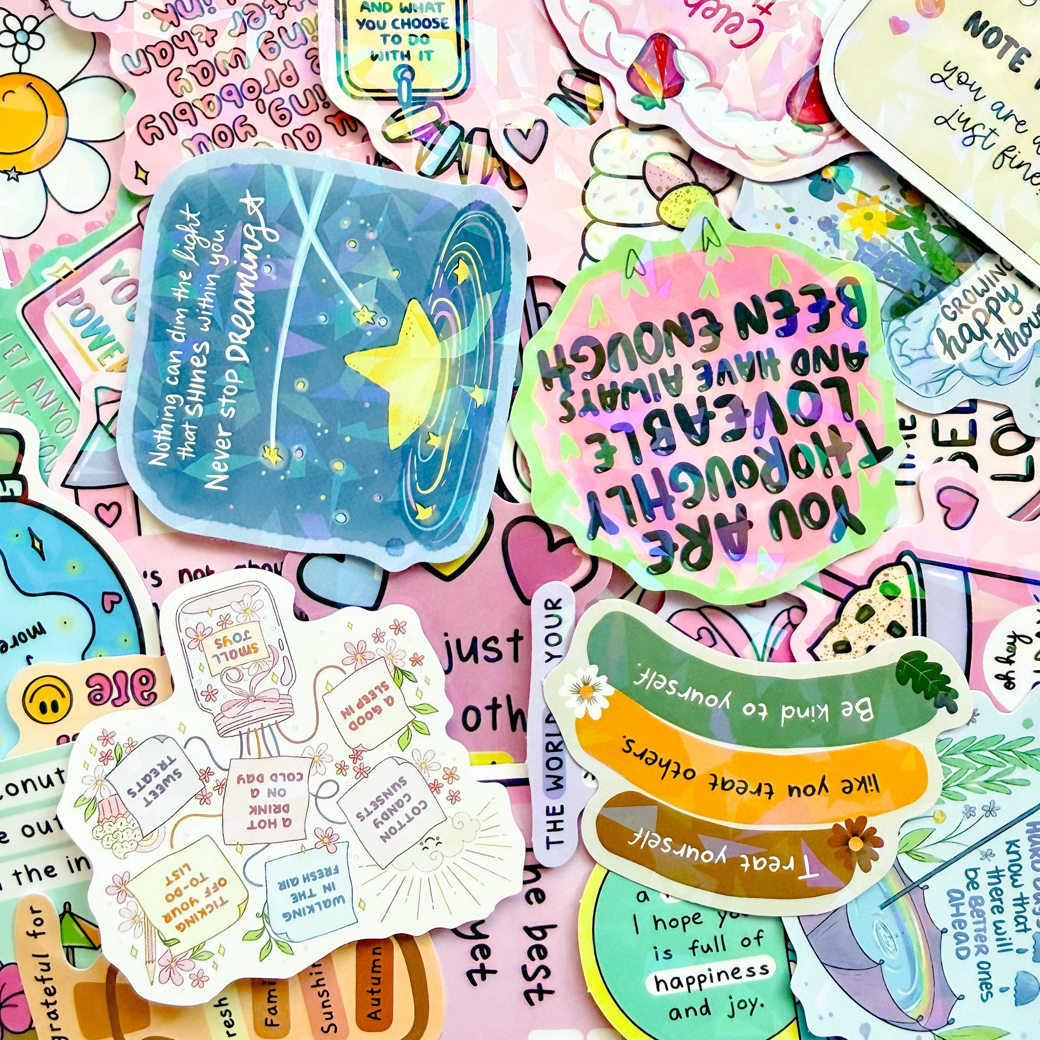 50PCS Bright Pastel Color Stickers, Whimsical Quote Art Stickers ...