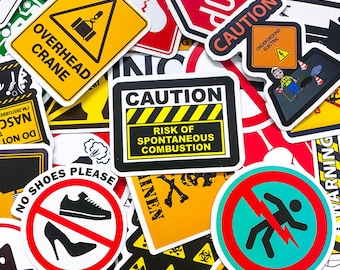Confezione da 50 adesivi per segnali di attenzione, adesivi di avvertimento di sicurezza in grassetto, adesivi per segnali stradali, adesivi impermeabili per casco, laptop, posto di lavoro