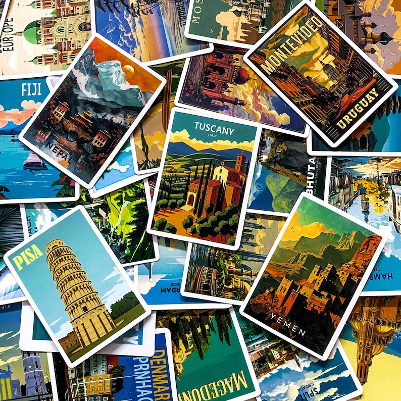 Full Showcase Sticker 50PCS Global City Poster Stickers Pack, Scenic Landmark Stickers ...