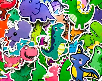 50PCS Dinosaur Stickers, Cute Cartoon Stickers, Colorful Stickers, Fun T-Rex Stickers, Waterproof Stickers for Scrapbooks, Water Bottles