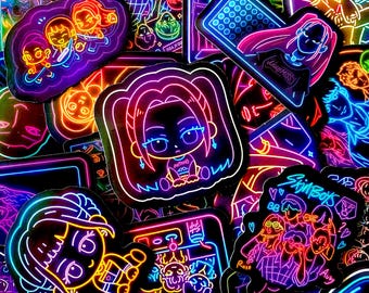 50PCS Neon Psychedelic Stickers, Trippy Graphic Stickers, Bold Color Art Stickers, Playful Collage Stickers for Binder, Journal, DIY Craft