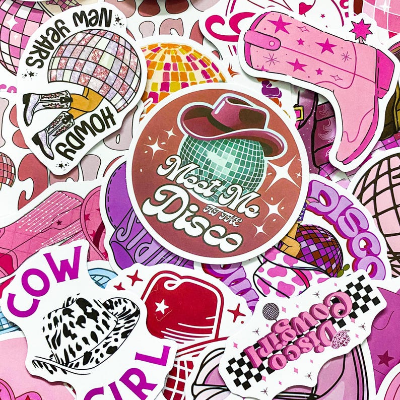 Pink Rodeo Sticker 50PCS Pink Disco Cowgirl Stickers, Sassy Western Stickers, Stylish ...