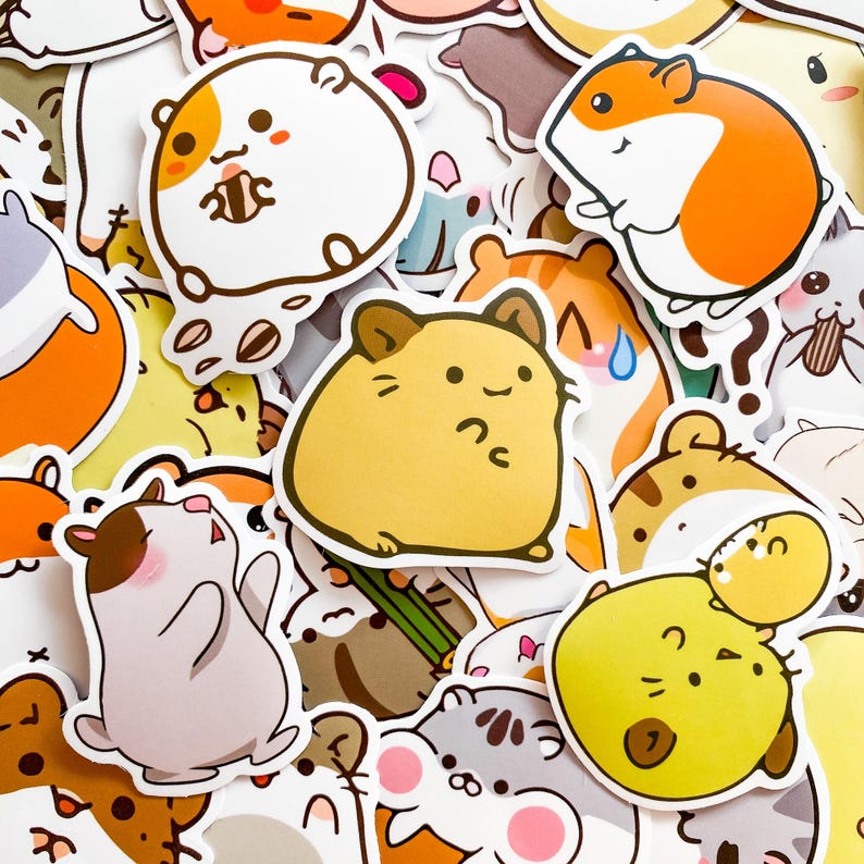 100PCS Cute Hamster Stickers Pack, Kawaii Animal Stickers, Cute Pet ...