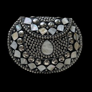 Argent Blanc Mosaic Clutch