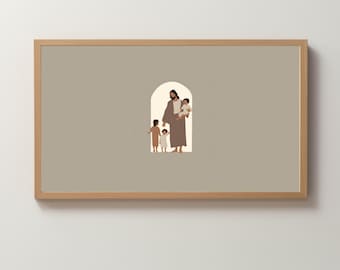 Frame TV Art Digital Download | Let The Children Come To Me | Jesus & Kids | Christian/Biblical Art | Minimalist | Wallpaper
