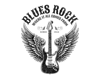 Design de asas de guitarra de blues rock: PNG, PDF (download digital)