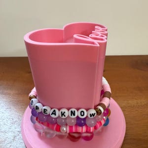 Pink Heart Bracelet Holder: 3D Printed Jewelry Organizer
