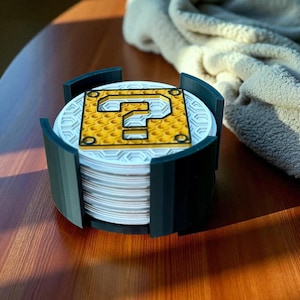 3D Printed Super Mario Question Block Coaster Set: Geeky Gamer Decor