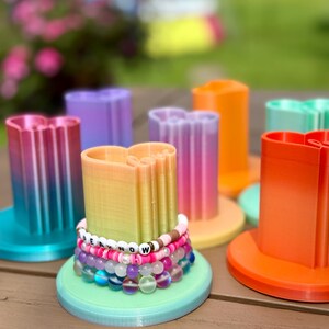 Glow in the Dark 3D Printed Heart Bracelet Holder: Rainbow Love Jewelry Organizer
