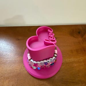 Magenta Heart Friendship Bracelet Holder: 3D Printed Jewelry Organizer