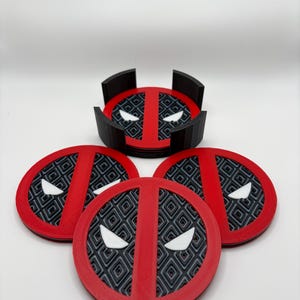 3D Printed Deadpool Coaster Set | Marvel Geeky Bar Decor