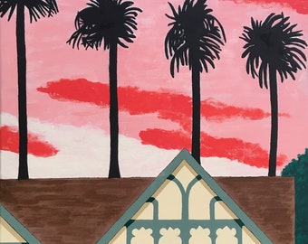 House & Palms, West Adams, Los Angeles (print)