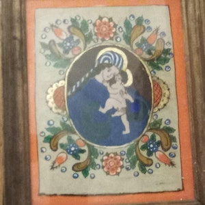 Reverse glass painting, antique, mid-century, works of art, painting, originals, wall decoration, special, eye-catcher, Chaby, religious art, painter