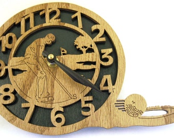 Golfing clock scroll saw cut