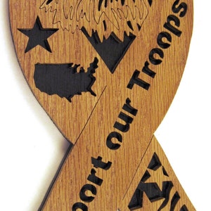 Support our Troops Ribbon scroll saw cut image 1