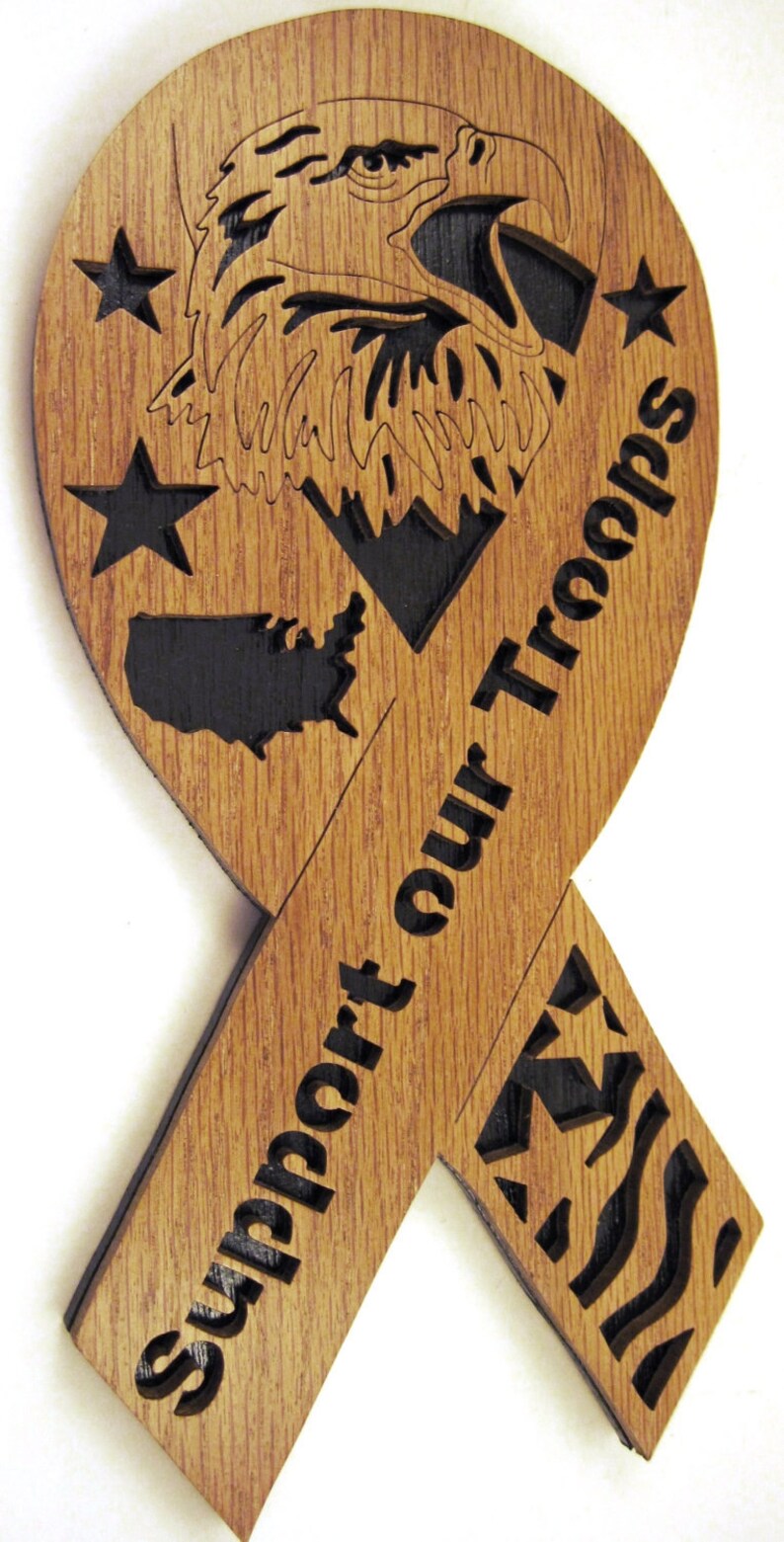 Support our Troops Ribbon scroll saw cut image 1