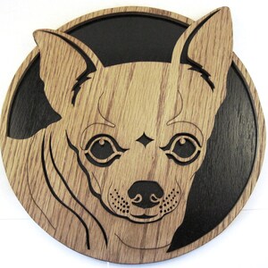 Chihuahua dog face wall plaque scroll saw cut