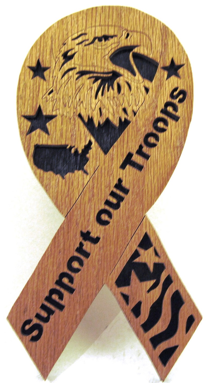 Support our Troops Ribbon scroll saw cut image 5
