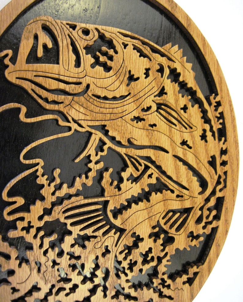 Fish jumping in an oval scroll saw cut Etsy