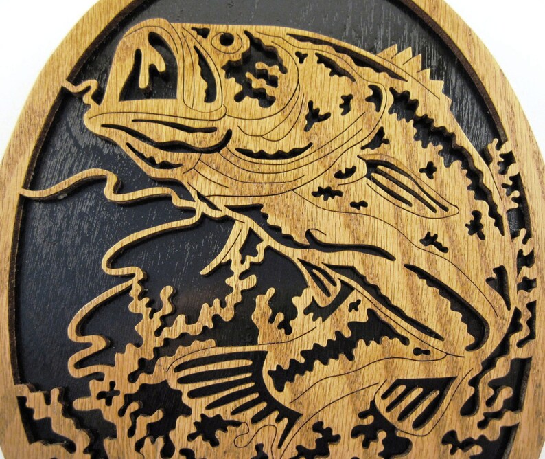Fish jumping in an oval scroll saw cut Etsy