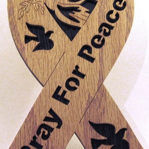 Pray for Peace Ribbon scroll saw cut image 4