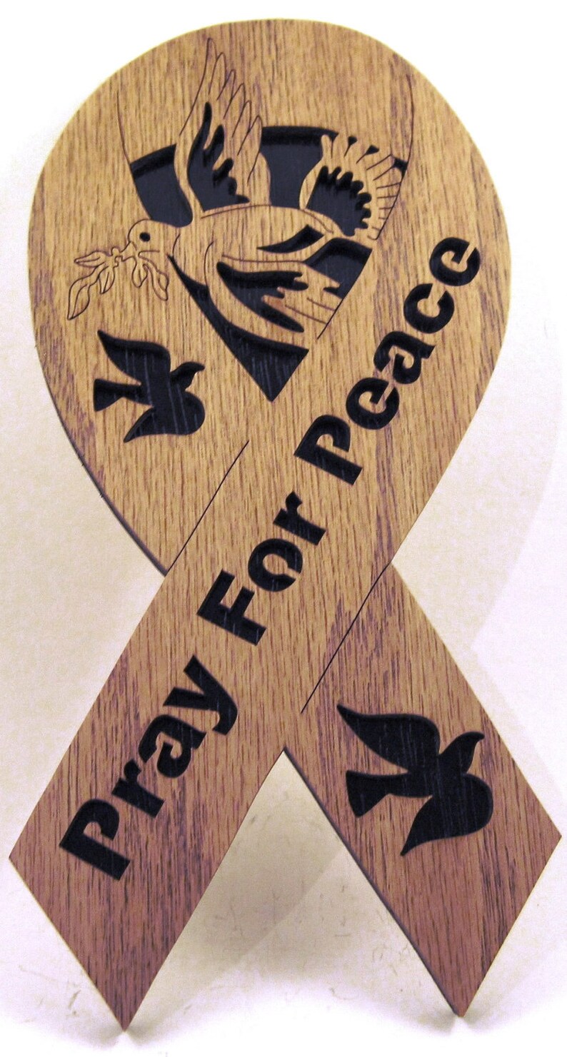 Pray for Peace Ribbon scroll saw cut image 4