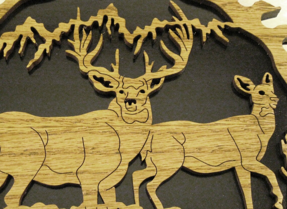 Two Deer in a Sawblade Scroll Saw Cut Etsy